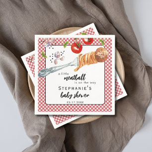 Little Meatball Is On The Way Italian Baby Shower Napkin