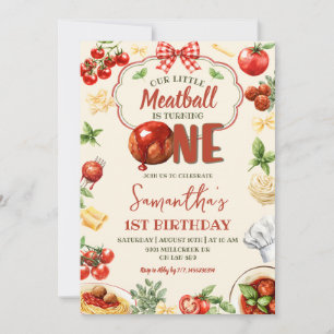 Little Meatball Is One Italian Pasta Birthday Invitation