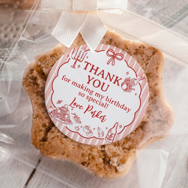 Little Meatball Italian Birthday Party Classic Round Sticker (Creator Uploaded)