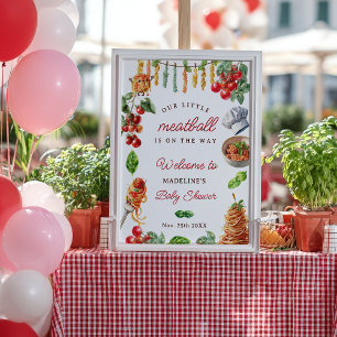 Little Meatball Italian Pasta Baby Shower Poster