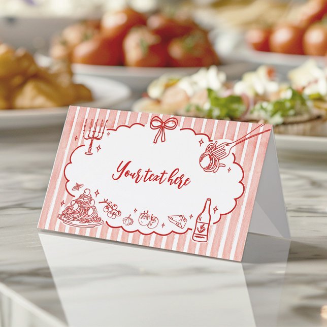 Little Meatball Italian Pasta Birthday Food Tent Place Card (Creator Uploaded)