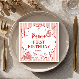 Little Meatball Italian Pasta Birthday Party Napkin