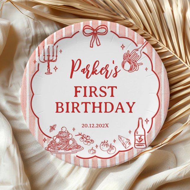 Little Meatball Italian Pasta Birthday Party Paper Plate (Creator Uploaded)