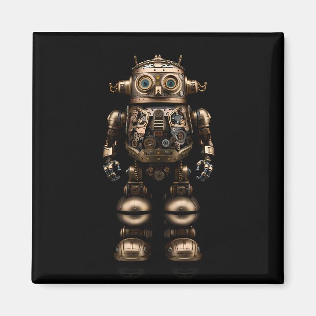 Little Mechanical Steampunk Style Robot Magnet (Front)