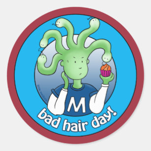 Little Medusa, Bad Hair Day! Classic Round Sticker