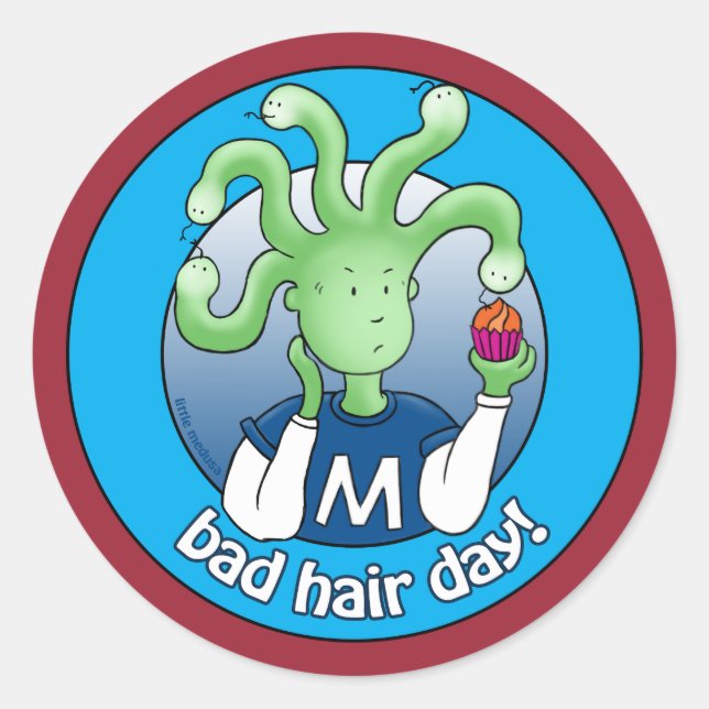 Little Medusa, Bad Hair Day! Classic Round Sticker (Front)