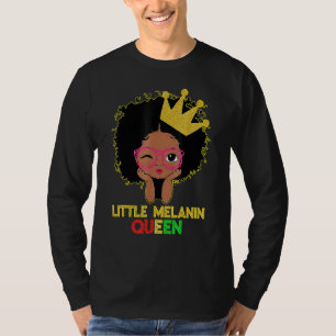 Little Melanin Queen Cute Kids Girls Black History T-Shirt