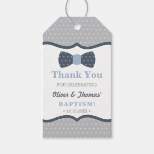 Little Men Thank You Tag, Blue, Grey, Baptism Gift Tags