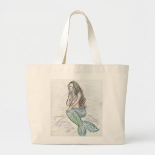 Little Mermaid Art Custom Tote Beach Bag