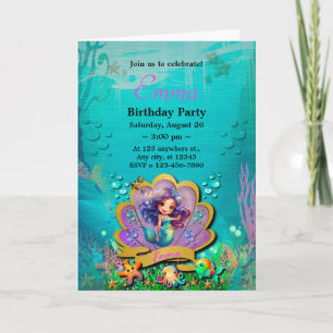 Little Mermaid Birthday Girl Party - Under the Sea Invitation
