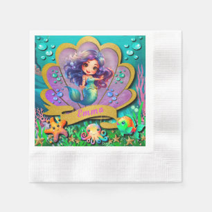 Little Mermaid Birthday Girl Party - Under the Sea Napkin