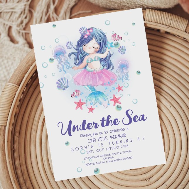 Little Mermaid Birthday Party Invite Under the Sea (Creator Uploaded)