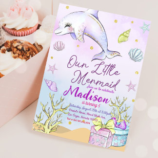 Little Mermaid Birthday Party Under The Sea Party Invitation