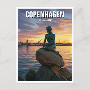 Little Mermaid Copenhagen Denmark Travel Postcard