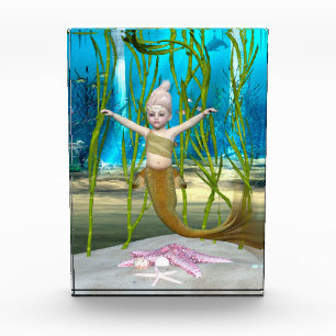 Little Mermaid Cute Fantasy Girl, Blue Ocean Photo Block