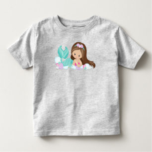 Little Mermaid, Cute Mermaid, Shells, Brown Hair Toddler T-Shirt