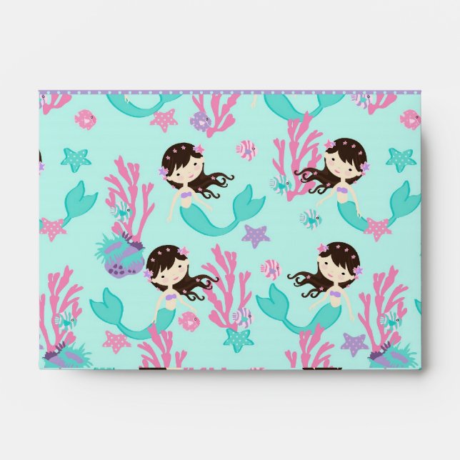 Little Mermaid Envelope A6 Brunette (Front)