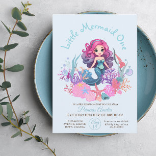 Little Mermaid First Birthday Party Invitation