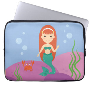 Little mermaid girl underwater laptop sleeve