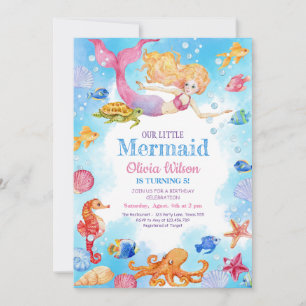 Little mermaid invitation to children's birthday