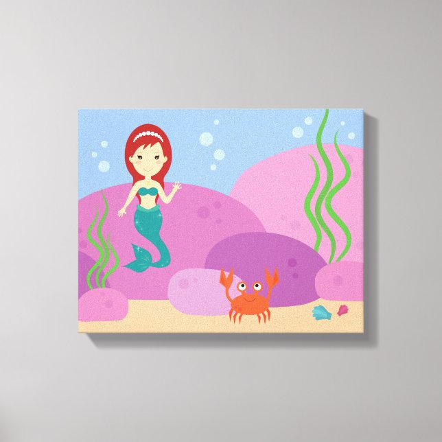 Little mermaid nursery kid's room camvas print (Front)