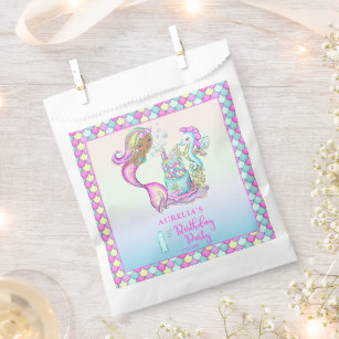 Little Mermaid of Colour - Girl 1st Birthday Party Favour Bags