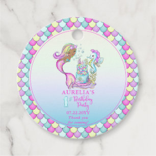 Little Mermaid of Colour - Girl 1st Birthday Party Favour Tags