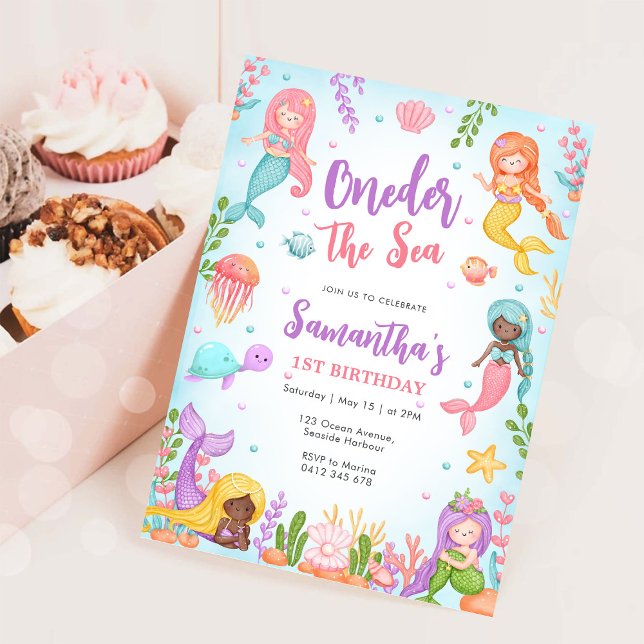 Little Mermaid Oneder The Sea 1st Birthday Invitation (Creator Uploaded)