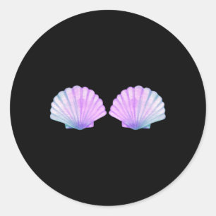 Little Mermaid Seashell Bra Costume Halloween Matc Classic Round Sticker