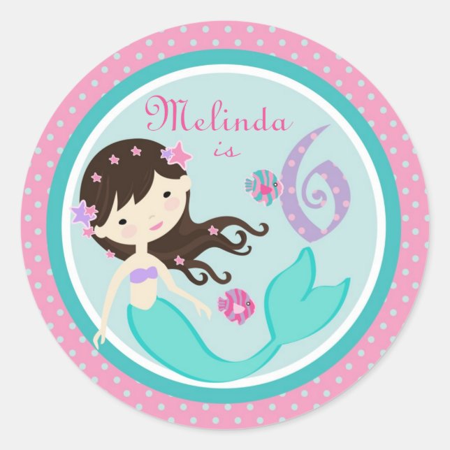 Little Mermaid Sticker Brunette 6B (Front)