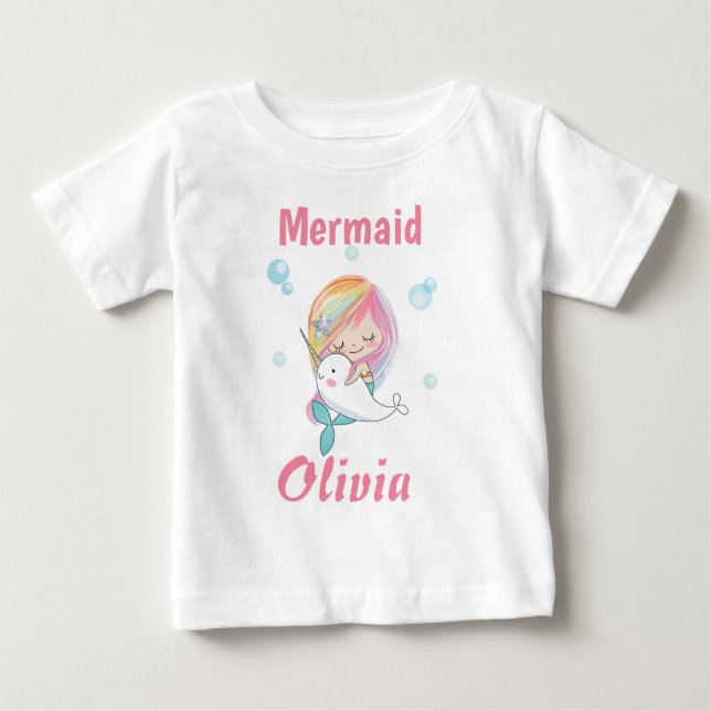 Little mermaid t-shirt Narwhal and mermaid t-shirt (Front)