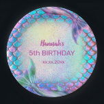 little mermaid theme pattern Birthday Paper Plate<br><div class="desc">Little mermaid's Birthday party paper plates - please note the iridescence is only simulated</div>