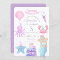 Little Mermaid Under sea Magic Birthday Invitation