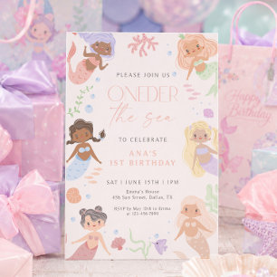 Little Mermaid Under the Sea 1st Birthday  Invitation