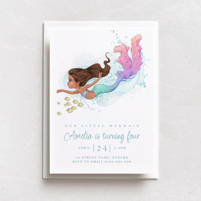 Little Mermaid, Under the Sea Birthday Invitation (FRONT)