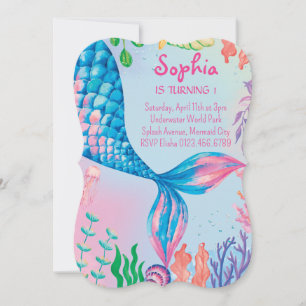 Little Mermaid Underwater Birthday Invitation
