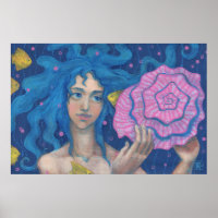 Little Mermaid, Underwater Fantasy Art, Pink Blue