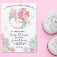  Little Mermaid Watercolor Baby Shower 