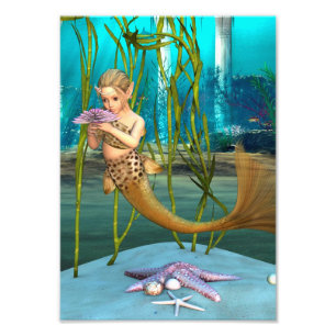 Little Mermaid with Anemone Flower Photo Print
