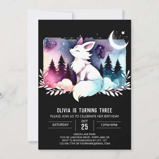 Little Minimalist Wolf Birthday  Invitation (Front)