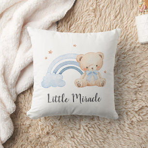 Little Miracle Rainbow Baby Boy Rainbow Bear Cushion