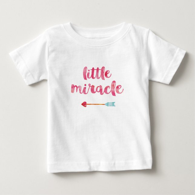 Little miracle typography baby girls ruffle shirt (Front)