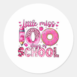 Little Miss 100 Days Of School Girls 100th Day Of  Classic Round Sticker