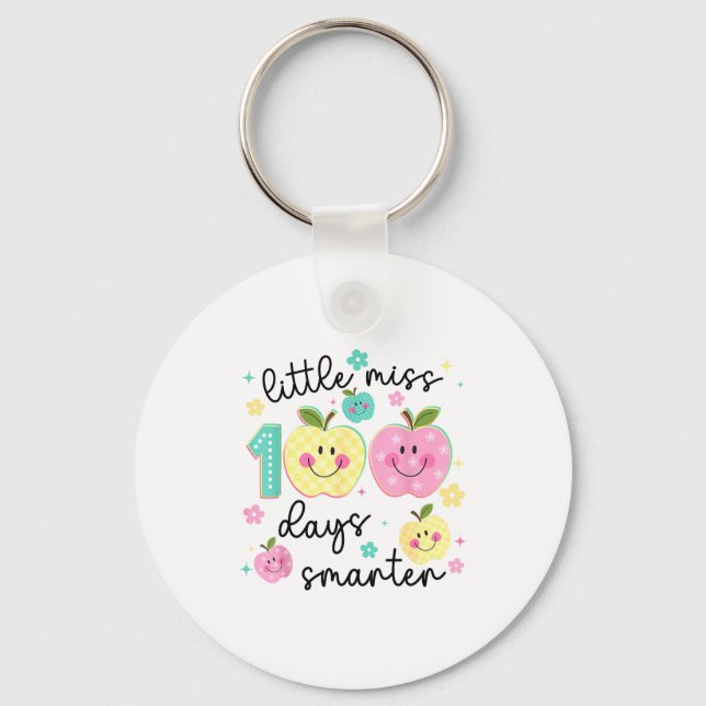 Little Miss 100 Days Smarter Kids Girls 100th Day  Key Ring (Front)