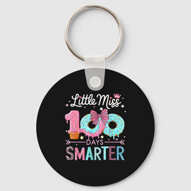 Little Miss 100 Days Smarter Kids Girls 100th Day  Key Ring (Front)