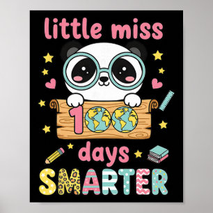 Little Miss 100 Days Smarter Panda Kawaii Pastel  Poster