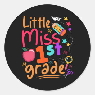 Little Miss 1st Grade First Day Of School Back To  Classic Round Sticker