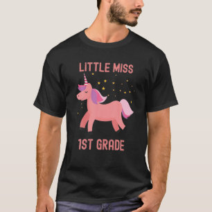 Little Miss 1St Grade   Girls Unicorn Back To Scho T-Shirt