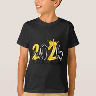 Little Miss 2026 Coquette Bow Crown Happy New Year T-Shirt