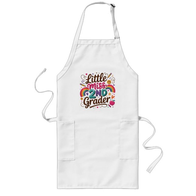 Little Miss 2nd Grade First Day of Second Grade Long Apron (Front)